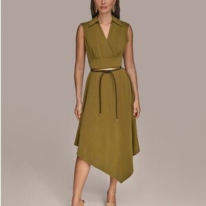 Donna Karan Women’s Surpluses Belted High-Low A-Line Dress. Size 10. NWT